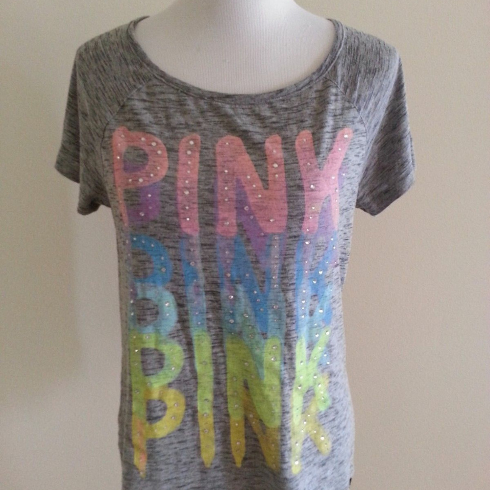 Victoria Secret gray T with "Pink" - womens XS